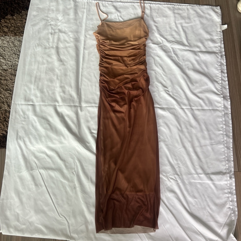 Elegant Ombre Brown Maxi Dress